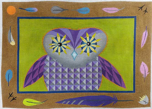 Zecca Baby Owl Picture Needlepoint Canvas