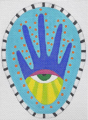 Zecca Blue Dot Hand Needlepoint Canvas