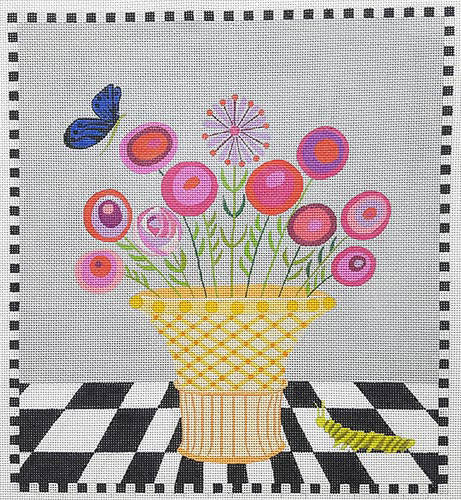 Zecca Basket Of Flowers Ii  Needlepoint Canvas