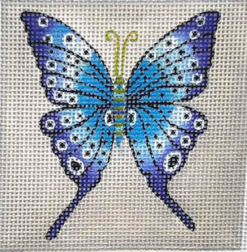 Zecca Blue Butterfly Needlepoint Canvas