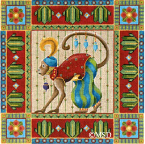 Melissa Shirley Designs Circus Monkey Pillow Needlepoint Canvas