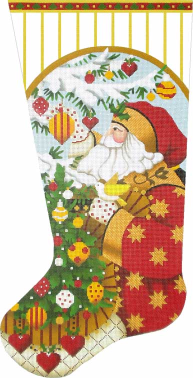 Melissa Shirley Designs Big Golden Star Santa Soc Needlepoint Canvas