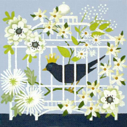 Melissa Shirley Designs Blue Birdcage Needlepoint Canvas