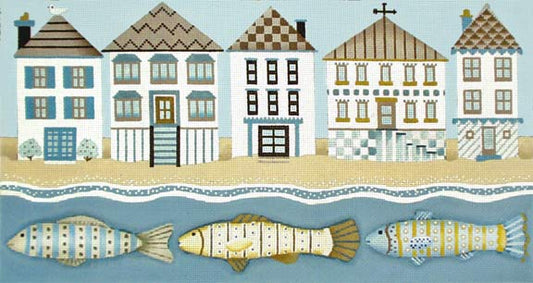 Melissa Shirley Designs Beach Houses Needlepoint Canvas