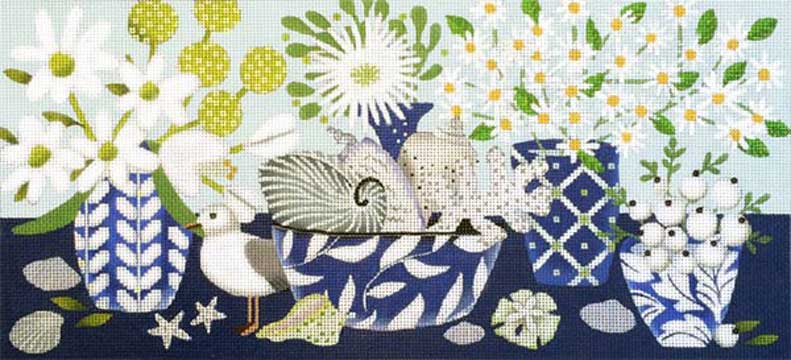 Melissa Shirley Designs Blue & White Table Needlepoint Canvas