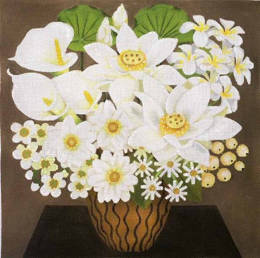 Melissa Shirley Designs Brown & White Bouquet Needlepoint Canvas