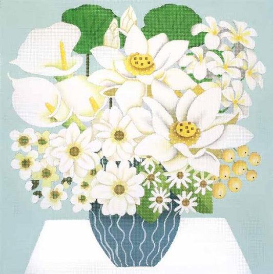 Melissa Shirley Designs Blue & White Bouquet Needlepoint Canvas