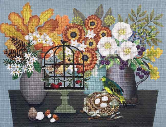 Melissa Shirley Designs Autumn Table Needlepoint Canvas