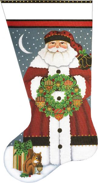 Melissa Shirley Designs Acorn Santa Sock Needlepoint Canvas