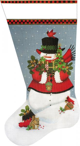 Melissa Shirley Designs Acorn Snowman Sock Needlepoint Canvas