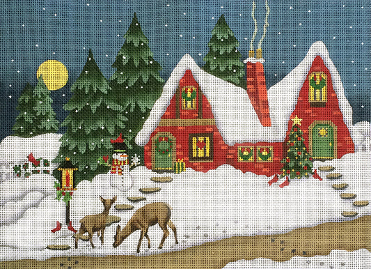Melissa Shirley Designs Deer Cottage Needlepoint Canvas