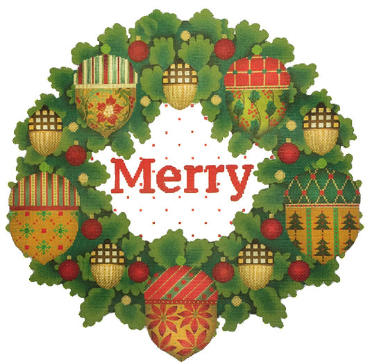 Melissa Shirley Designs Acorn Wreath Needlepoint Canvas