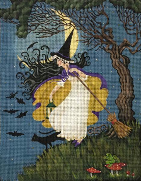 Melissa Shirley Designs Crescent Moon Witch Needlepoint Canvas