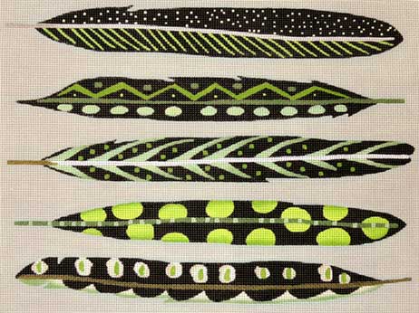 Melissa Shirley Designs Black Feathers 13m MS Needlepoint Canvas