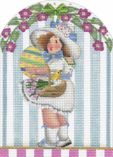Melissa Shirley Designs Blue Ribbon Bonnet Girl 18m  Needlepoint Canvas