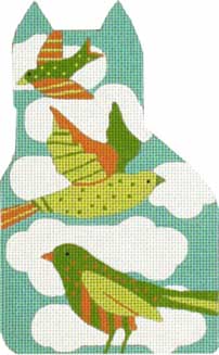 Melissa Shirley Designs Bird Cat 13m MS Needlepoint Canvas