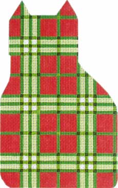 Melissa Shirley Designs Christmas Plaid Cat 13m MS Needlepoint Canvas