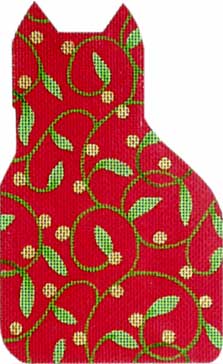 Melissa Shirley Designs Christmas Vine Cat 18m MS Needlepoint Canvas