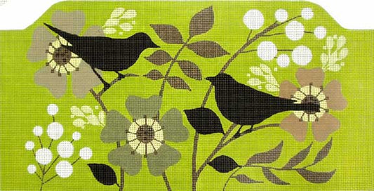 Melissa Shirley Designs Black Bird Garden Purse 13m MS Needlepoint Canvas