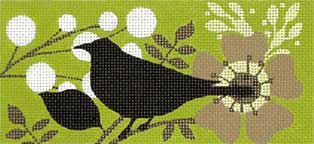 Melissa Shirley Designs Blackbird Puffs 18m MS Needlepoint Canvas