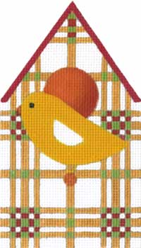 Melissa Shirley Designs Bright Plaid Birdhouse 18m MS Needlepoint Canvas