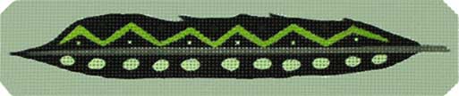 Melissa Shirley Designs Black/Green Feather Bracelet MS Needlepoint Canvas