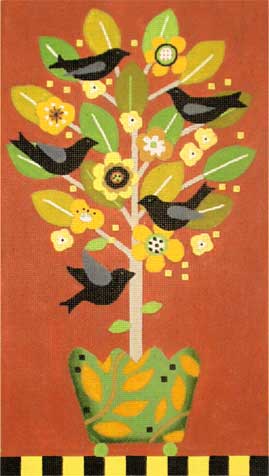 Melissa Shirley Designs Autumn Bird Topiary MS Needlepoint Canvas