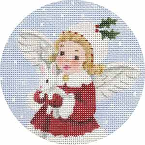 Melissa Shirley Designs Bunny Angel Round MS Needlepoint Canvas