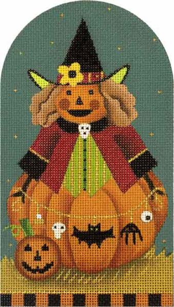 Melissa Shirley Designs Charmed Punkin Witch MS Needlepoint Canvas