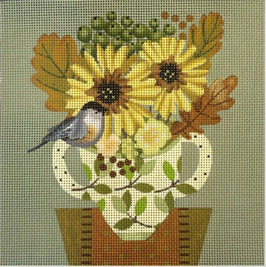 Melissa Shirley Designs Chickadee Fall Cup MS Needlepoint Canvas