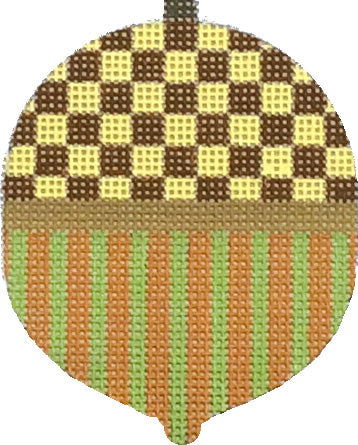 Melissa Shirley Designs Brown Chks&Stripes Acorn Needlepoint Canvas