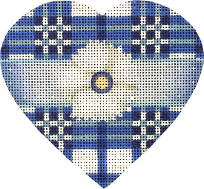 Melissa Shirley Designs Blue & White Plaid Heart Needlepoint Canvas
