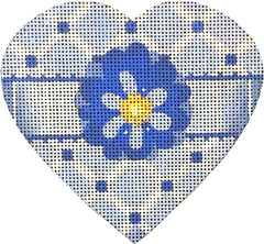 Melissa Shirley Designs Blu & Wh Diamond Heart Needlepoint Canvas