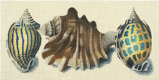 Melissa Shirley Designs Blue Stripes - Shells MS Needlepoint Canvas