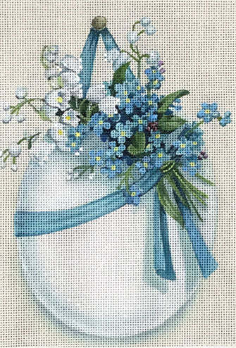Melissa Shirley Designs Blue Egg W/Flowers MS Needlepoint Canvas