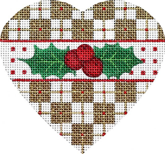 Melissa Shirley Designs Cross Square Holly Heart Needlepoint Canvas
