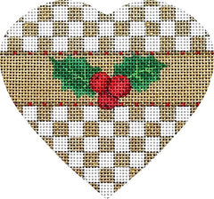 Melissa Shirley Designs Checkered Holly Heart MS Needlepoint Canvas