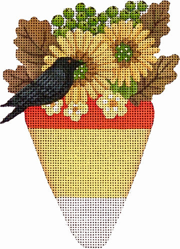 Melissa Shirley Designs Candy Corn W/Black Bird Needlepoint Canvas