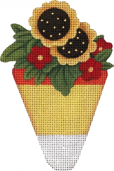 Melissa Shirley Designs Candy Corn W/Sunflowers Needlepoint Canvas