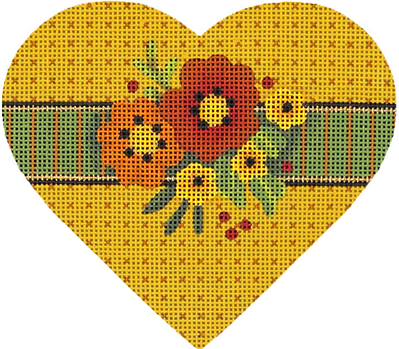 Melissa Shirley Designs Autumn Hearts-Rusty Flora MS Needlepoint Canvas