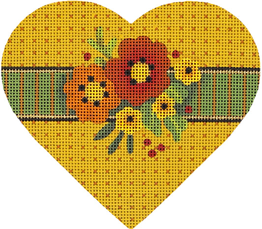 Melissa Shirley Designs Autumn Hearts-Rusty Flora MS Needlepoint Canvas