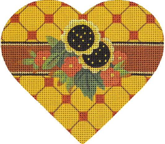 Melissa Shirley Designs Autumn Hearts-Sunflowers Needlepoint Canvas