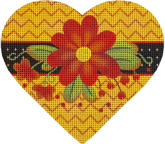 Melissa Shirley Designs Autumn Heart-Red Daisy Needlepoint Canvas