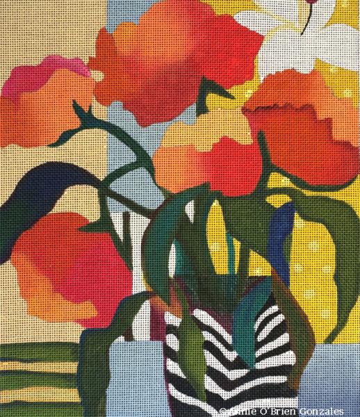 Melissa Shirley Designs Big Poppies MS Needlepoint Canvas