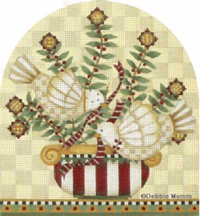 Melissa Shirley Designs 2 Turtle Doves MS Needlepoint Canvas