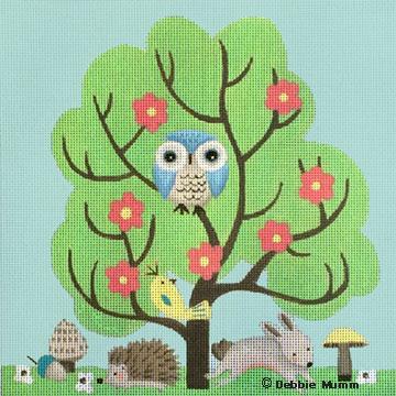 Melissa Shirley Designs Blue Owl Tree MS Needlepoint Canvas