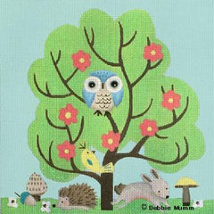 Melissa Shirley Designs Blue Owl Tree MS Needlepoint Canvas