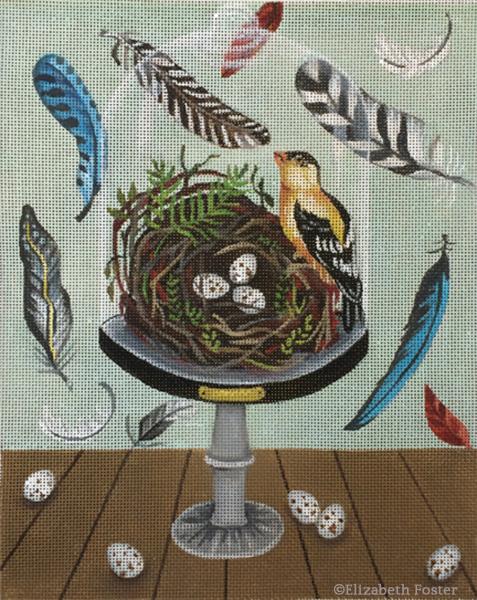 Melissa Shirley Designs Am. Goldfinch-Bell Jar Needlepoint Canvas