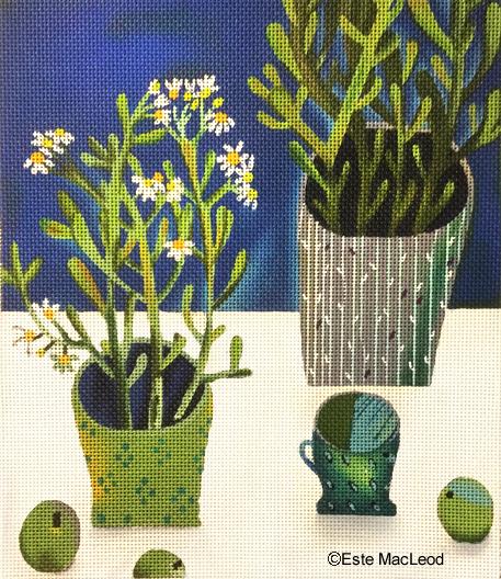 Melissa Shirley Designs Daisies/Green Pot MS Needlepoint Canvas
