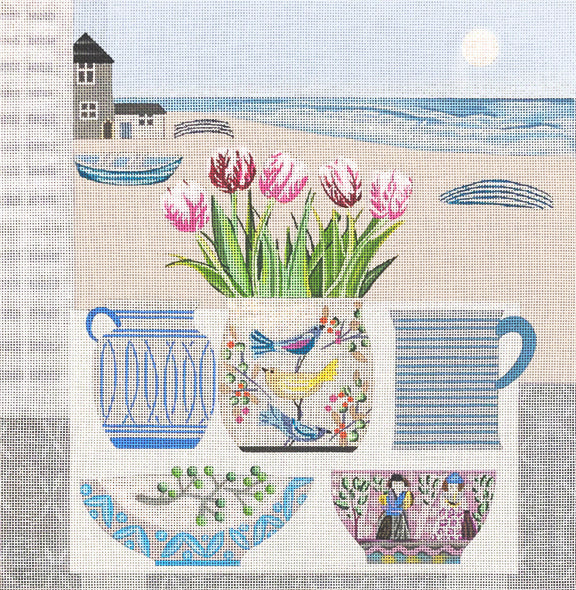 Melissa Shirley Designs Bird Vase MS Needlepoint Canvas